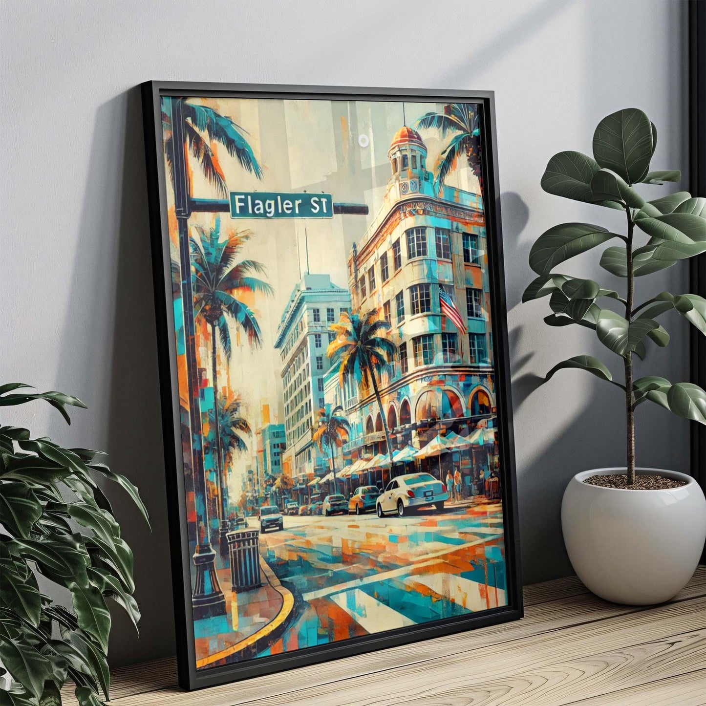 Flagler St Print Miami Wall Art Coastal Florida Travel Poster Beach Decor Housewarming Gift FL Coastal Travel Art