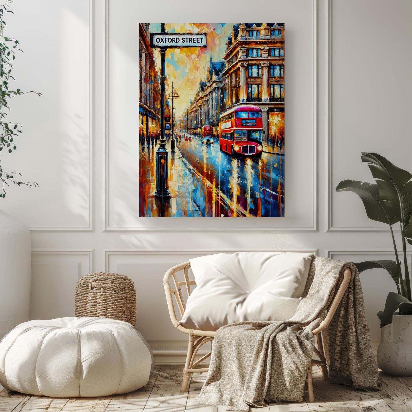 Oxford Street Wall Art Print – London Travel Poster, UK Cityscape Gift, Housewarming Decor, United Kingdom Art Illustration