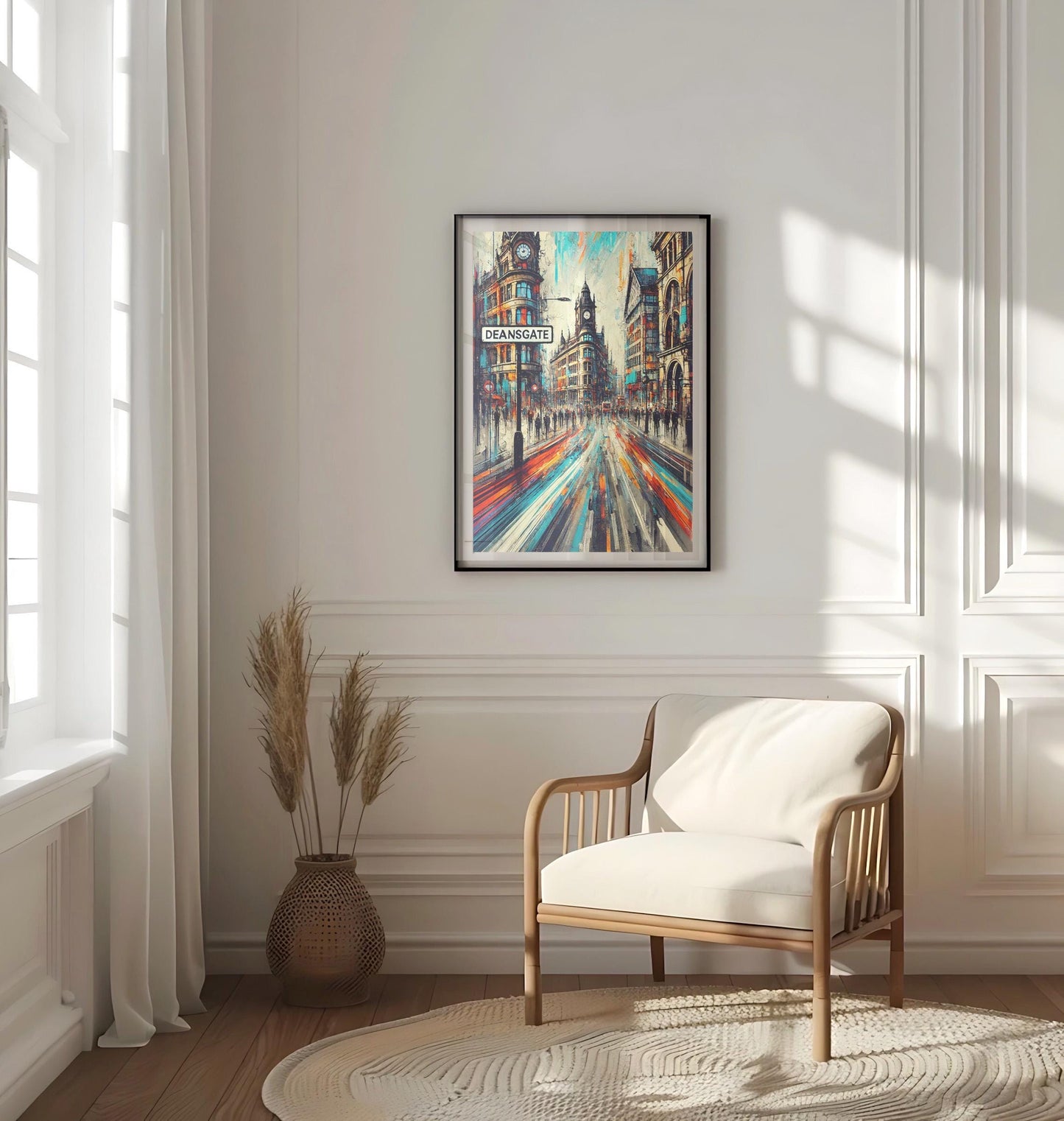 Deansgate Wall Art Print - Manchester Travel Poster, UK Souvenir & Housewarming Gift, Cityscape Home Decor