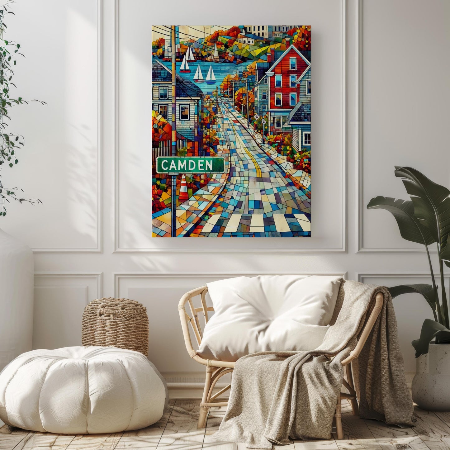 Art Camden Wall Art Print - Maine Travel Poster, USA Souvenir & Housewarming Gift, Coastal Maine Decor, Nautical Wall Art