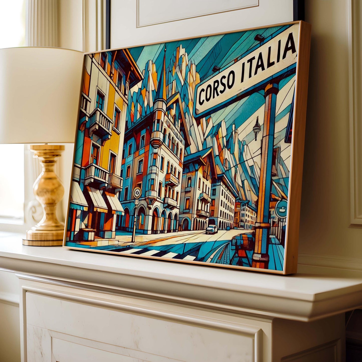 Italian Art Corso Italia Wall Art Print – Unique Italian Travel Poster, Italy Gift & Housewarming Decor, Vibrant Italian Home Decoration