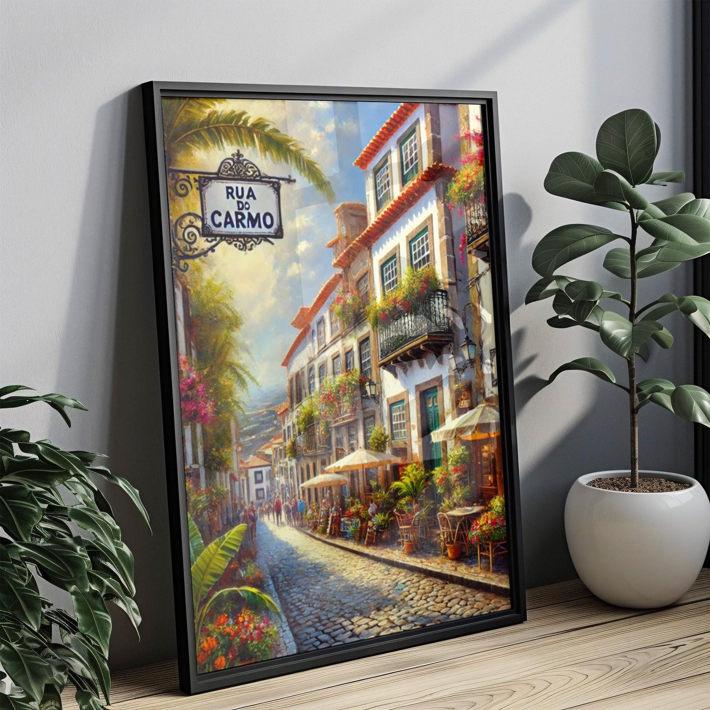 Rua Do Carmo Wall Art Print - Funchal Travel Poster, Madeira Souvenir & Housewarming Gift, Portugal Coastal Decor