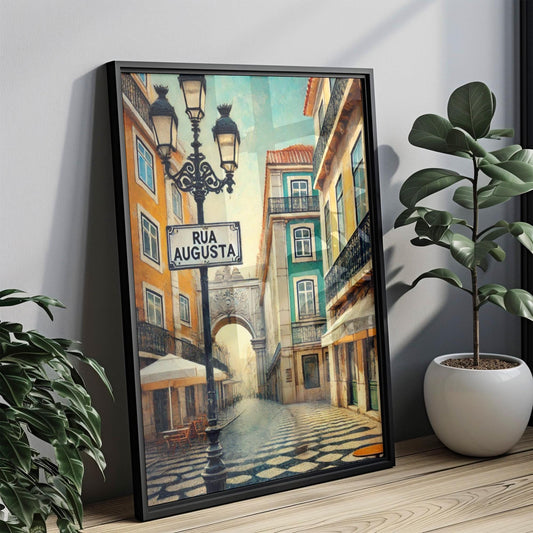 Portugal Rua Augusta Wall Art Print – Travel Poster, European Decor, Portugal Gift, Housewarming & Travel Home Decoration