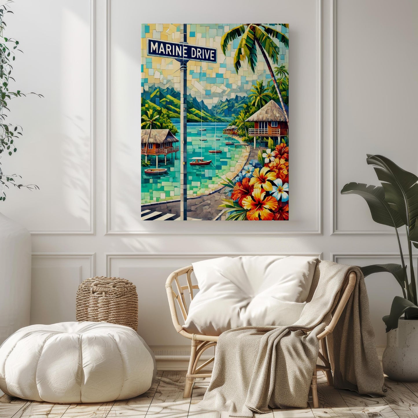 Tahiti Wall Art Marine Drive Print - Tropical Travel Poster, Pacific Ocean Decor, Housewarming Gift, Tahiti Gift, Coastal Home Artwork
