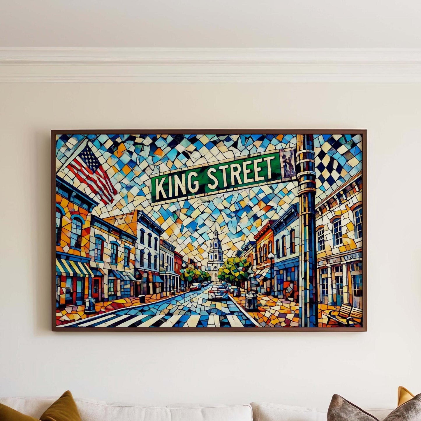 Alexandria Art King Street Wall Art, Travel Print & Virginia Gift, Alexandria VA Poster, Housewarming Decor, Cityscape Illustration