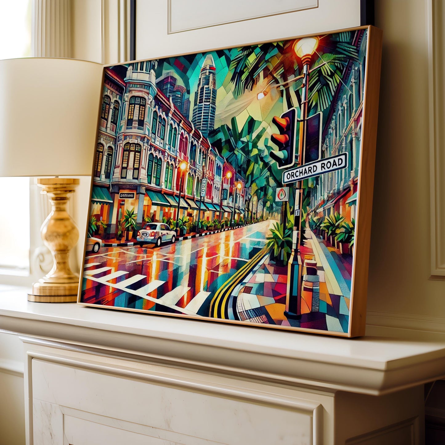 Orchard Road Wall Art Print, Modern Cityscape Poster, Singapore Skyline Decor, Urban Wall Hanging for Living Room & Office