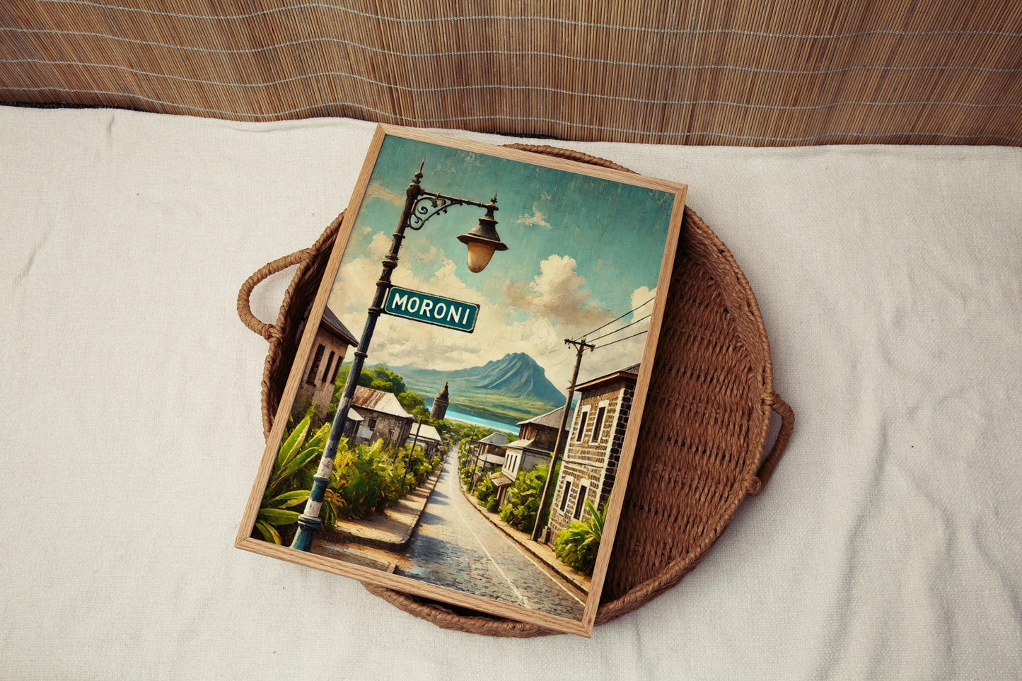 Comoros Wall Art Print - Moroni Travel Poster, Unique Comoros Souvenir, Housewarming Gift & Home Decor