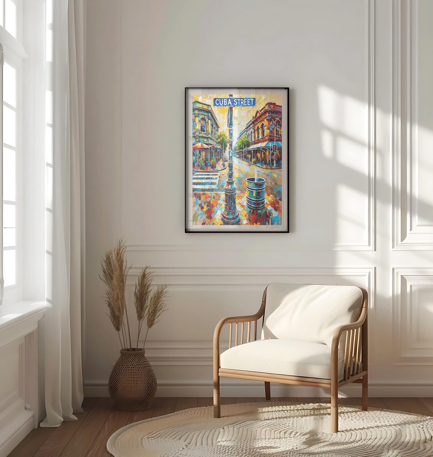 Cuba Street Wall Art Print - Wellington Travel Poster, New Zealand Gift, Housewarming Decor, Unique Cuba St Art, Colorful Citys Illustration