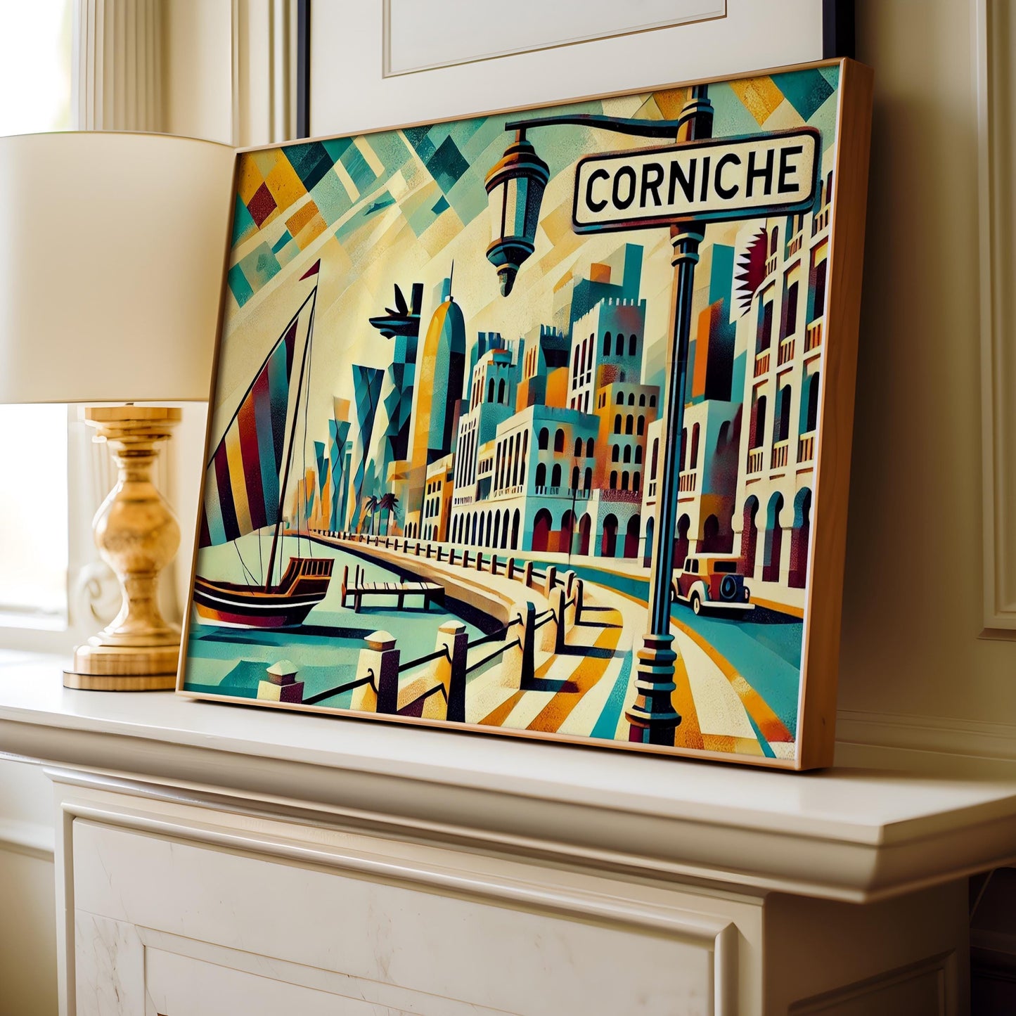 Doha Qatar Corniche Wall Art Print - Modern Travel Poster, Qatar Souvenir, Unique Home Decor, Housewarming Gift, Travel Wall Art