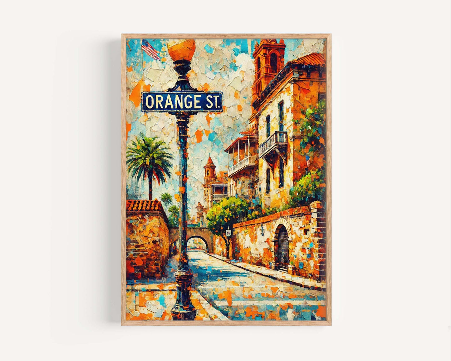 Orange St Print - St Augustine Wall Art, Florida Travel Poster, Orange Street Decor, Housewarming Gift, FL Art, Coastal Home Print