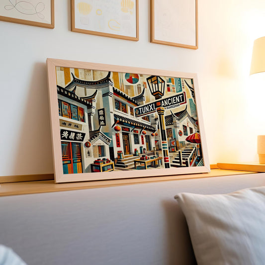 Tunxi Ancient Street Wall Art Print – Huangshan Travel Poster, Vintage Chinese Gift & Housewarming Decor