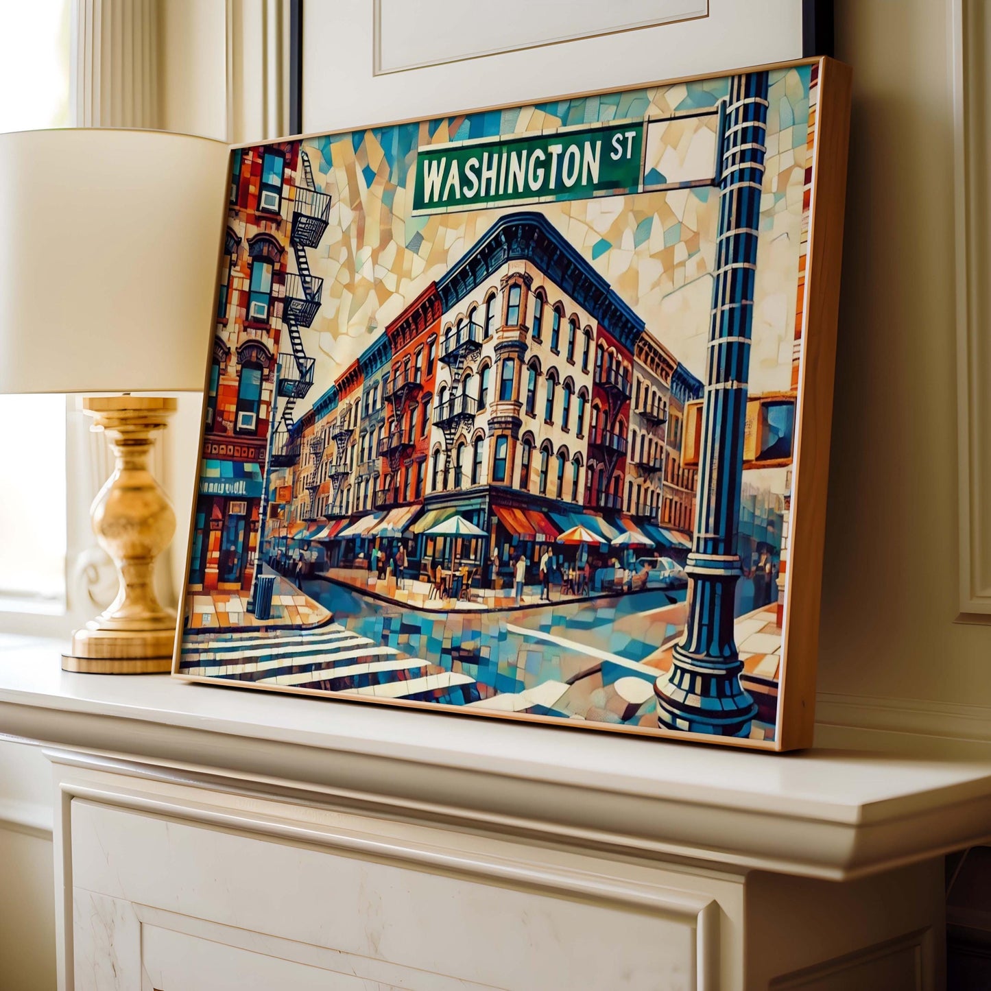 Washington Street Wall Art Hoboken Print Jersey City Travel Poster Hudson County Gift Housewarming Artwork