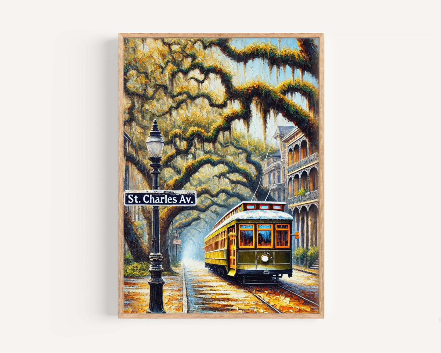 New Orleans Art St Charles Ave Wall Art Print, Louisiana Travel Poster, New Orleans Gift, Housewarming Decor, Crescent City Home Art