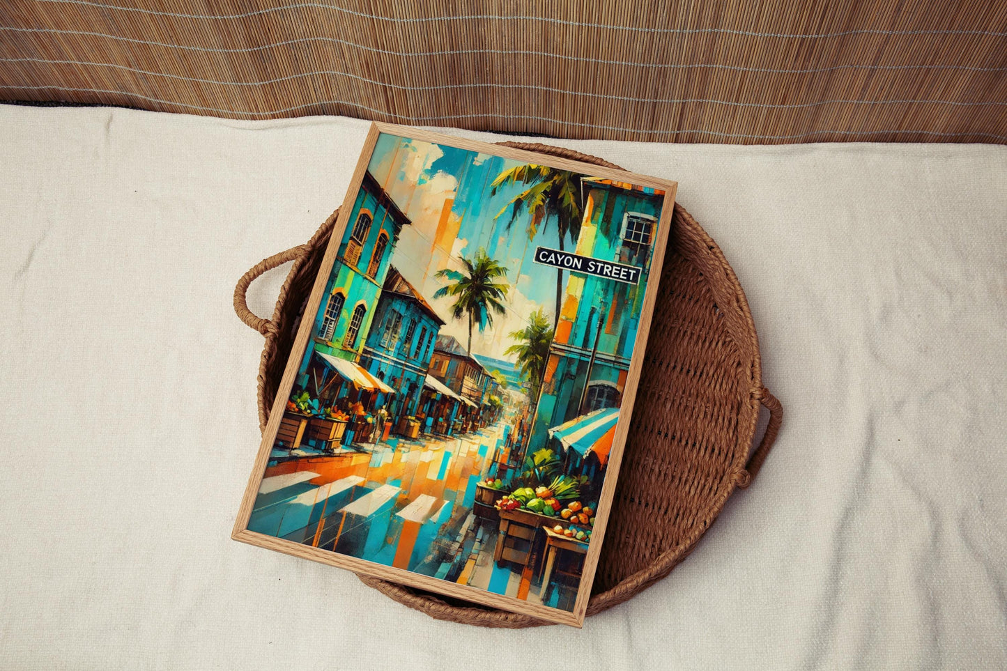 Cayon Street Wall Art Print, Saint Kitts and Nevis Travel Poster, Caribbean Home Decor, Tropical Street Scene, Gift for Travelers