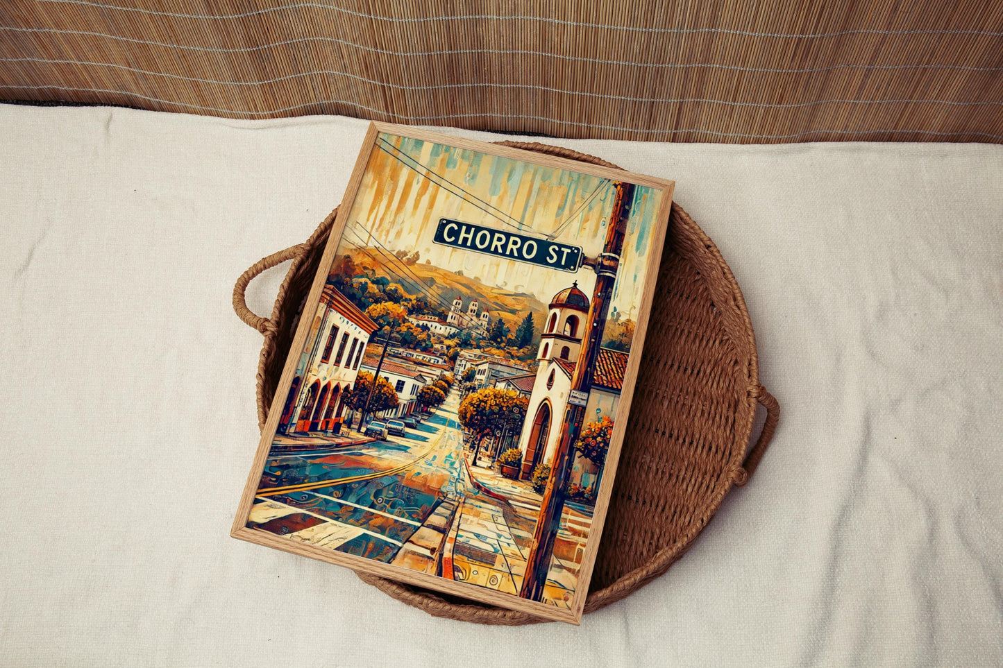 San Luis Obispo Chorro St Wall Art, California Travel Print & Housewarming Gift, San Luis Obispo Street Poster, Cali Home Decor