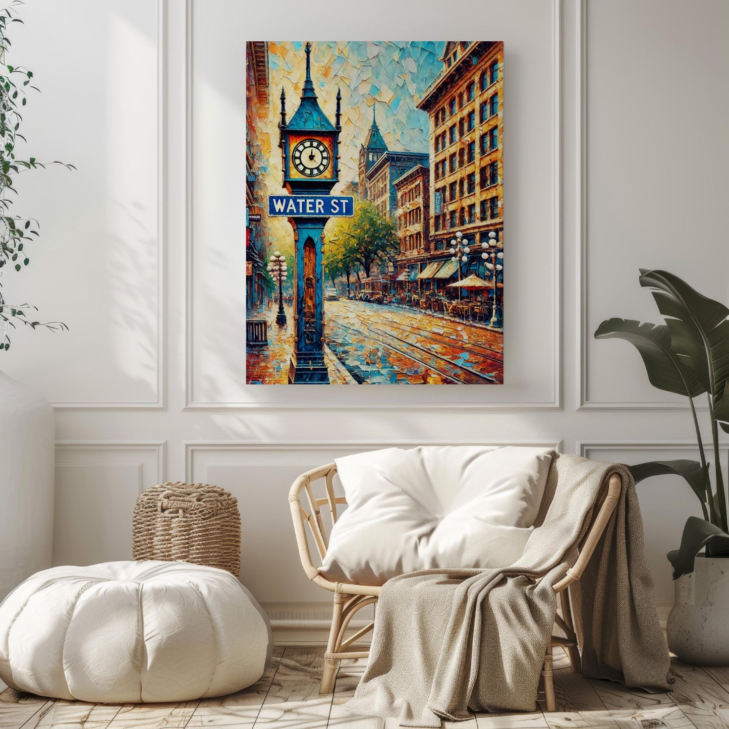 Canadian Water St Wall Art Print – Vancouver Travel Poster, Housewarming Gift & Souvenir, Canadian Cityscape Decor