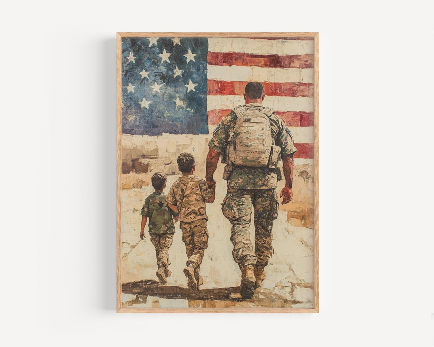 USA Wall Art Abstract American Family Patriotic Poster, United States Independence Home Decor Artwork, Patriotic Wall Decor