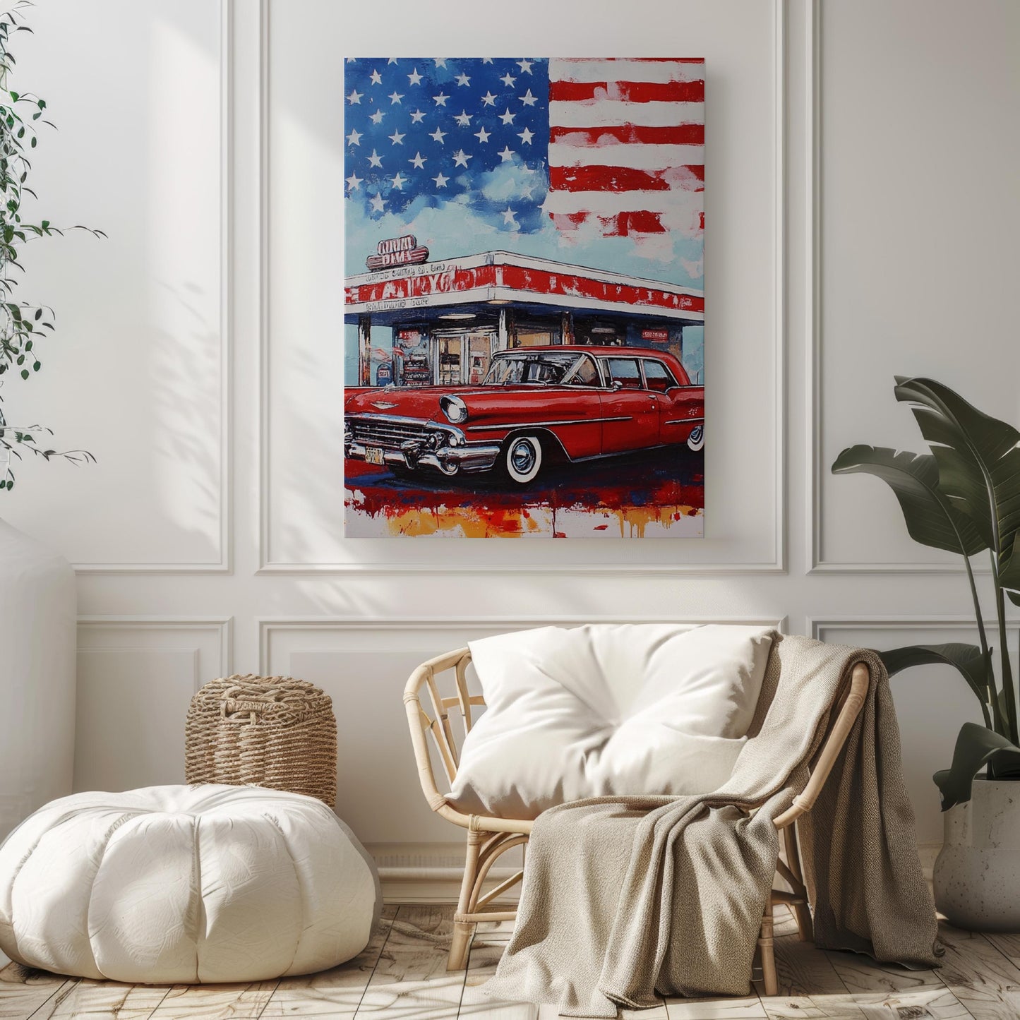 American Diner Art Print | Abstract USA Wall Art | Patriotic United States Poster | American Independence Home Decor