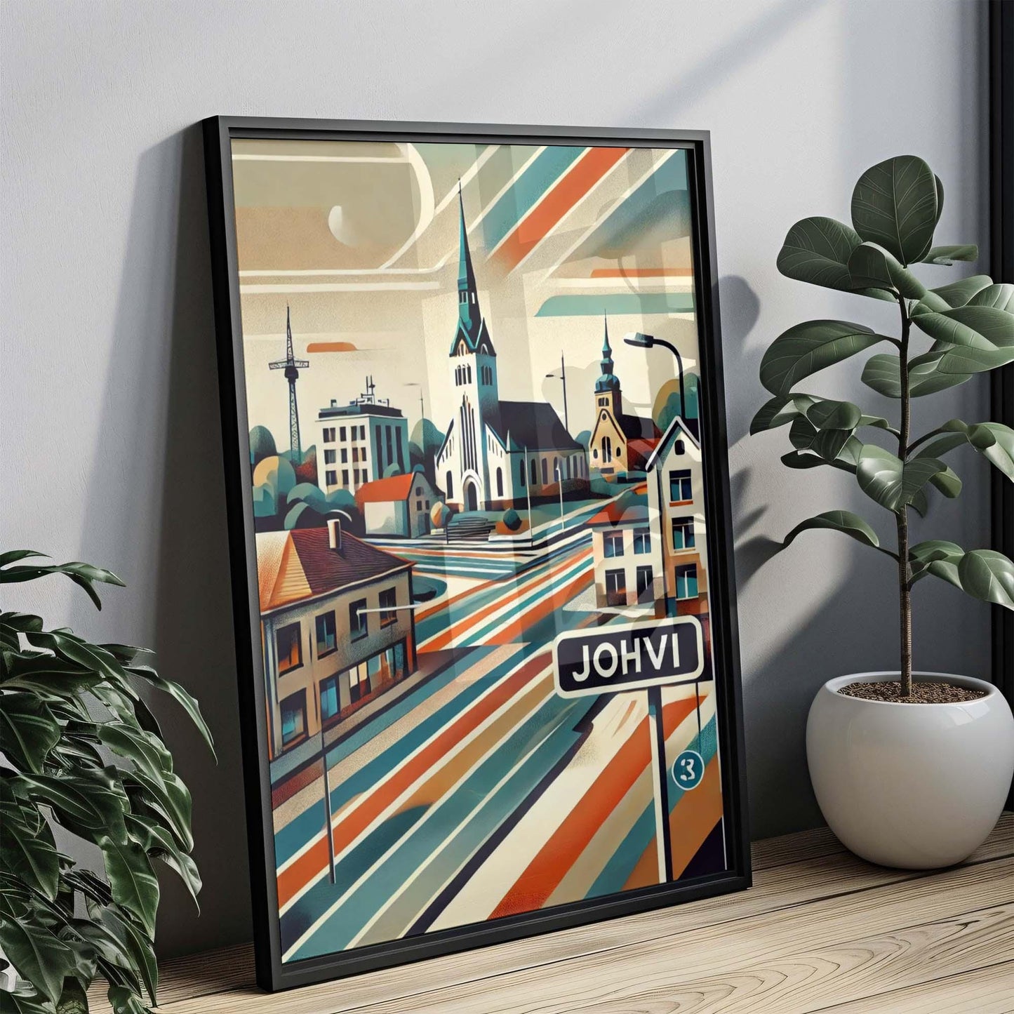 Johvi Art Wall Print – Estonia Travel Poster, Scandinavian City Map, Johvi Home Decor, Housewarming Gift, Modern European Artwork
