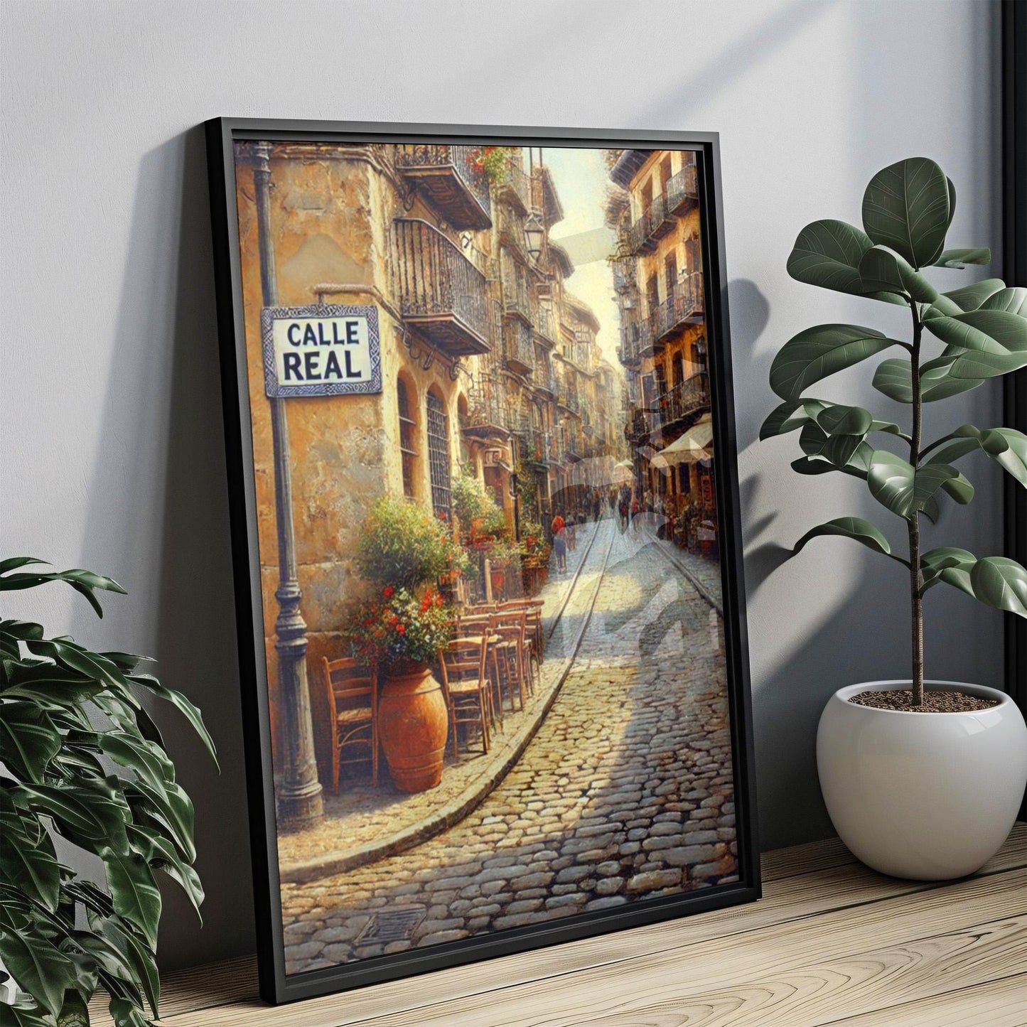 Calle Real Wall Art Print - La Coruna Travel Poster, Spain Decor, Housewarming Gift, Spanish Cityscape Artwork