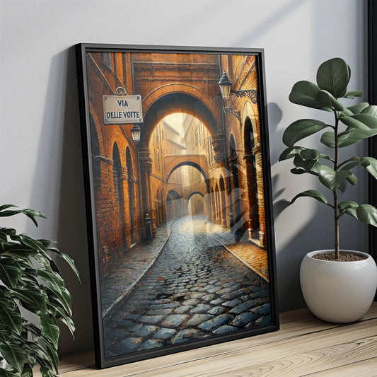 Via delle Volte Ferrara Print: Italian Street Scene Watercolor Art