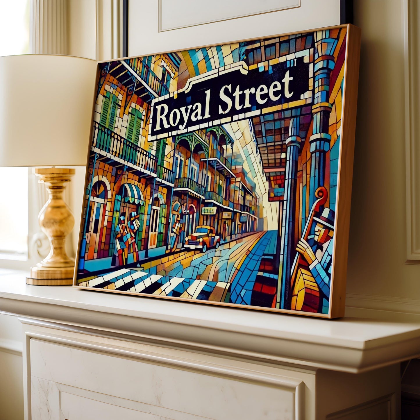 Royal Street Cubism Print - New Orleans Travel Poster, Louisiana Wall Art, Royal St Gift, Housewarming Decor, Modern Abstract Art