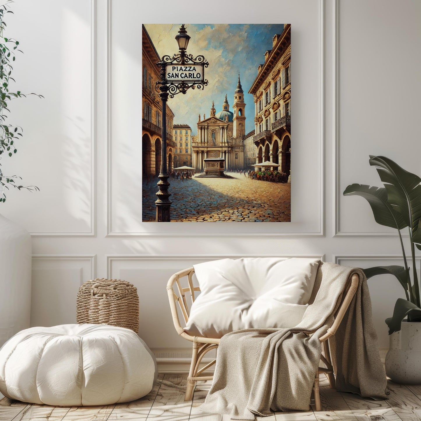 Piazza San Carlo Wall Art Print - Turin Travel Poster, Italian Home Decor, Housewarming Gift, Italy Cityscape Illustration