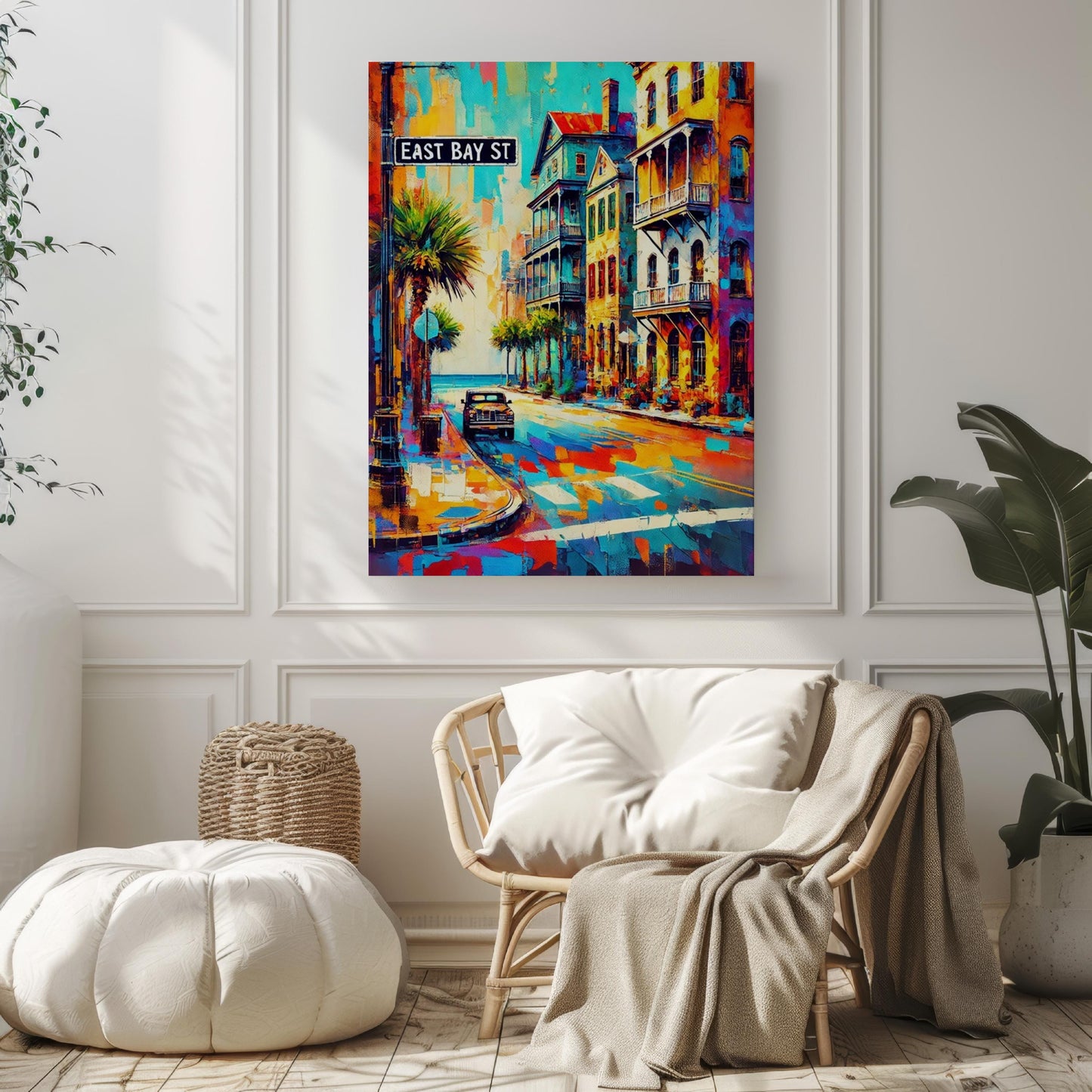 Charleston East Bay Street Art Print - Charleston Travel Poster, South Carolina Wall Art, Charleston Gift, Coastal Home Decor