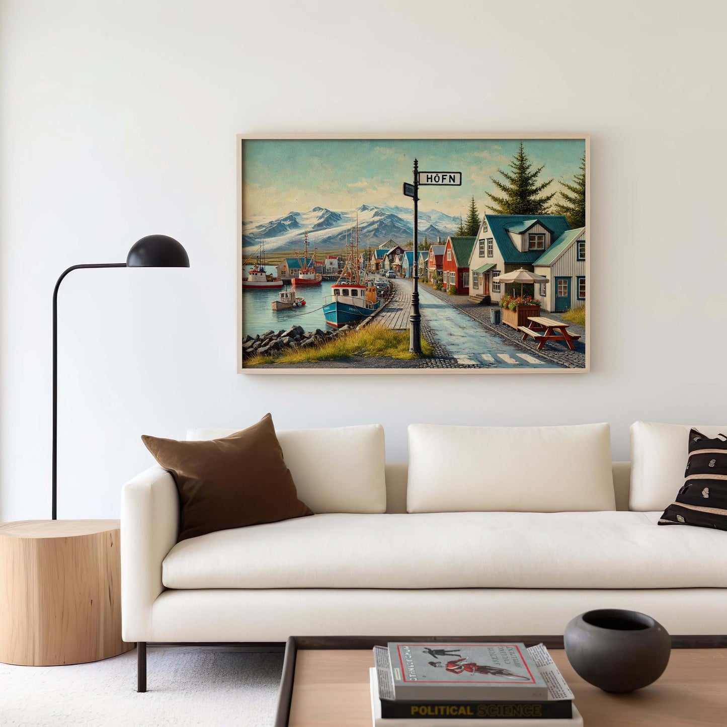 Hofn Art Iceland Wall Art Print – Travel Poster & European City Gift, Housewarming Decor, Icelandic Landscape Illustration
