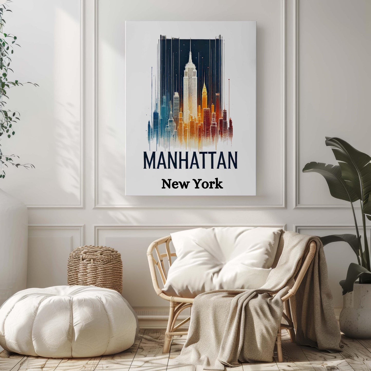 Manhattan Print Wall Art - NYC Travel Decor, New York City Gift, Housewarming & College Dorm Poster, Modern Home Decoration