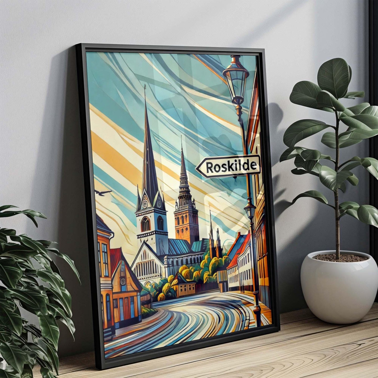 Roskilde Art Print - Denmark Travel Poster, Scandinavian Wall Art, Europe City Gift, Roskilde Home Decor, Modern Housewarming Present