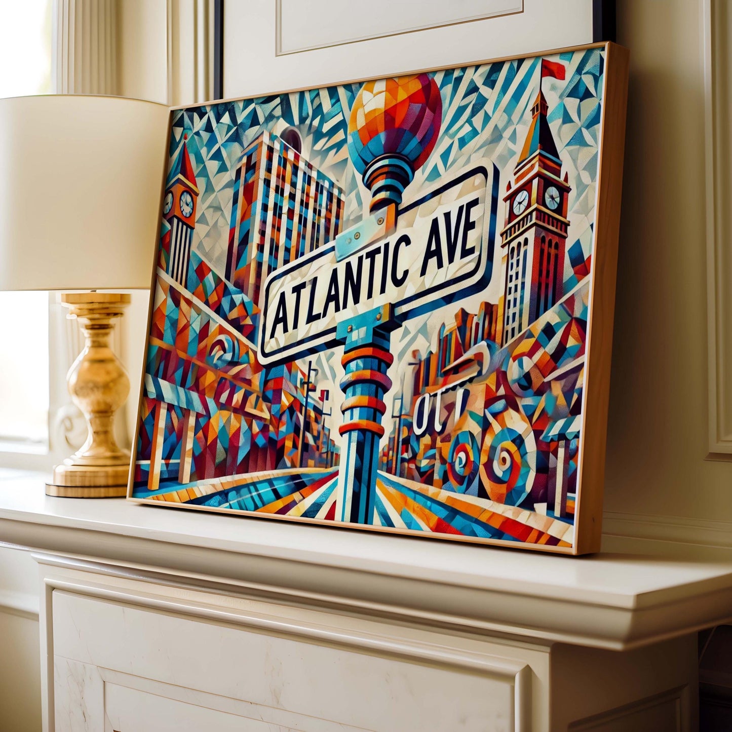 Cubism Atlantic Avenue Wall Art, Atlanta & New Jersey Travel Poster, Atlantic City Gift, Modern Housewarming Decor, Unique Cubist Print