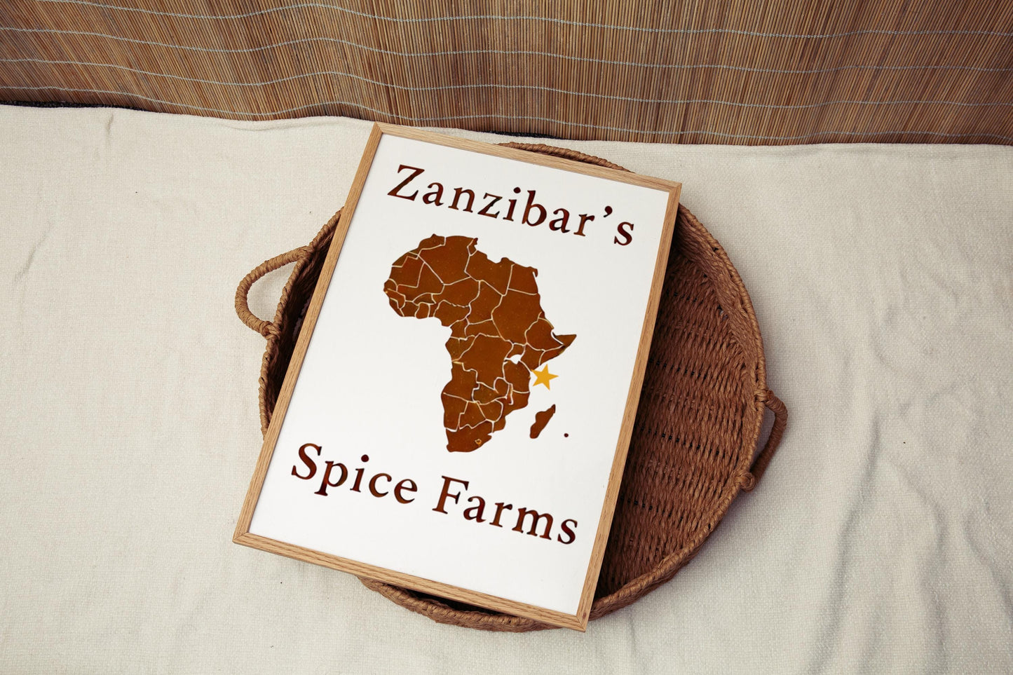 Spice Farms Wall Art Zanzibar Print, African Travel Decor, Housewarming Gift, Africa Map Poster, Unique Home Decoration