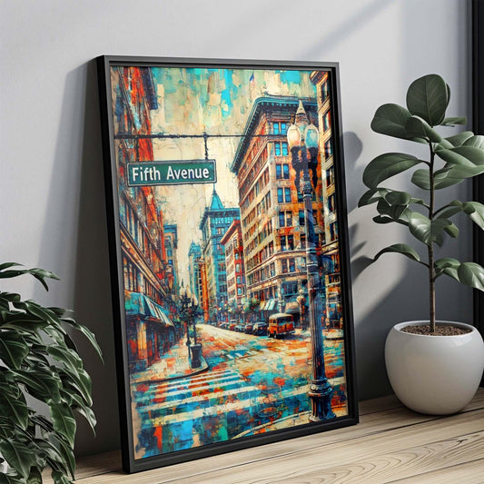 Fifth Avenue Wall Art Print – Pittsburgh Travel Poster, 5th Avenue Pittsburgh Gift, Pennsylvania Housewarming Decor, Urban Cityscape Artwork