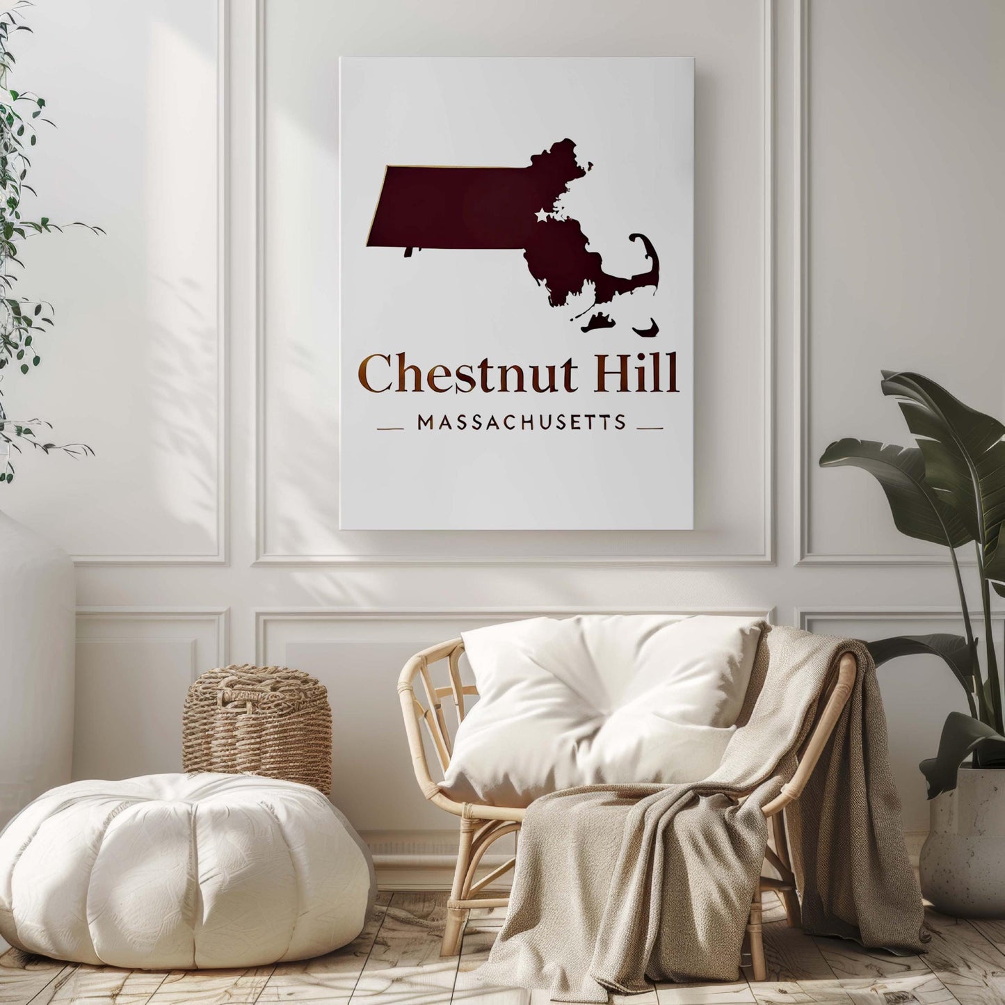 Chestnut Hill Print - Massachusetts Wall Art, Travel Decor, College Gift, Housewarming & Home Decoration, MA Map Art Poster