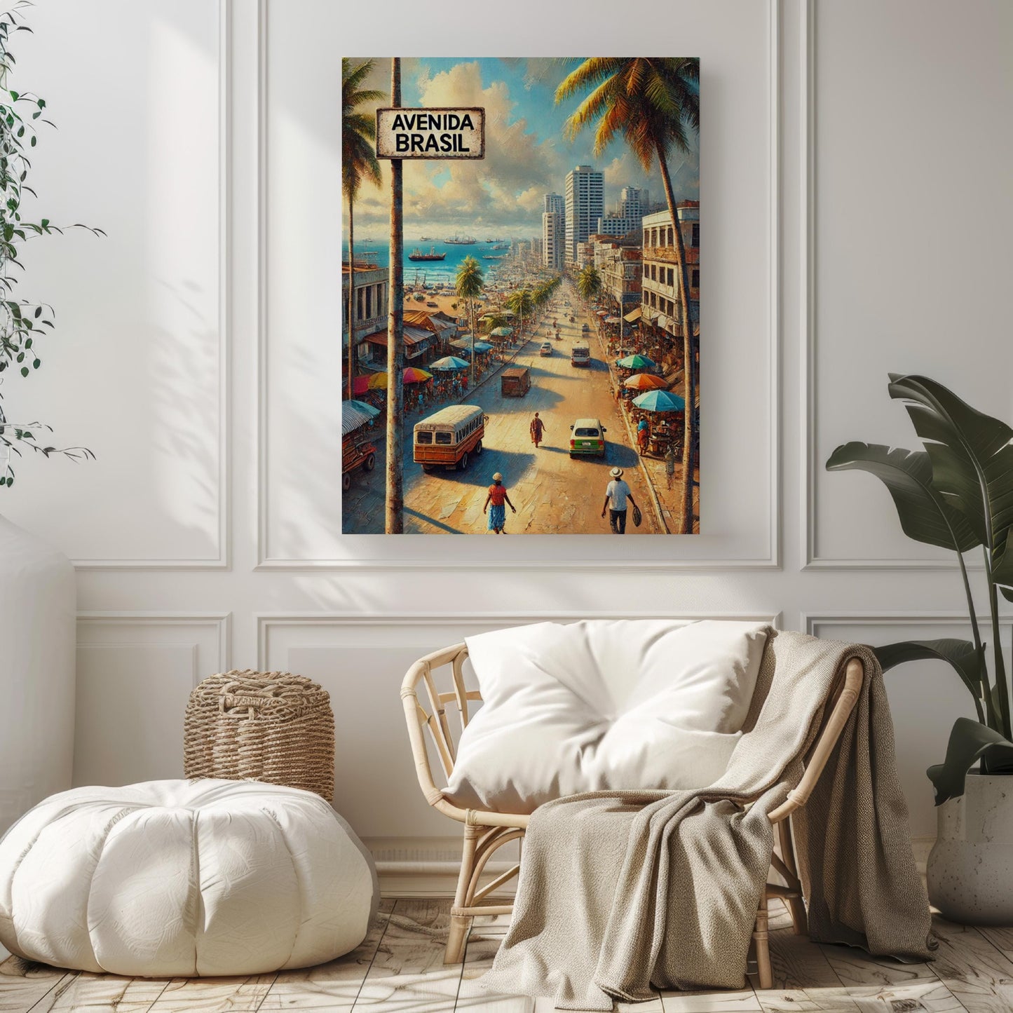 Avenida Brasil Wall Art | Luanda Print | Angola Travel Poster | Coastal City Scene | Vibrant Street Sign Art | Personalized Gift