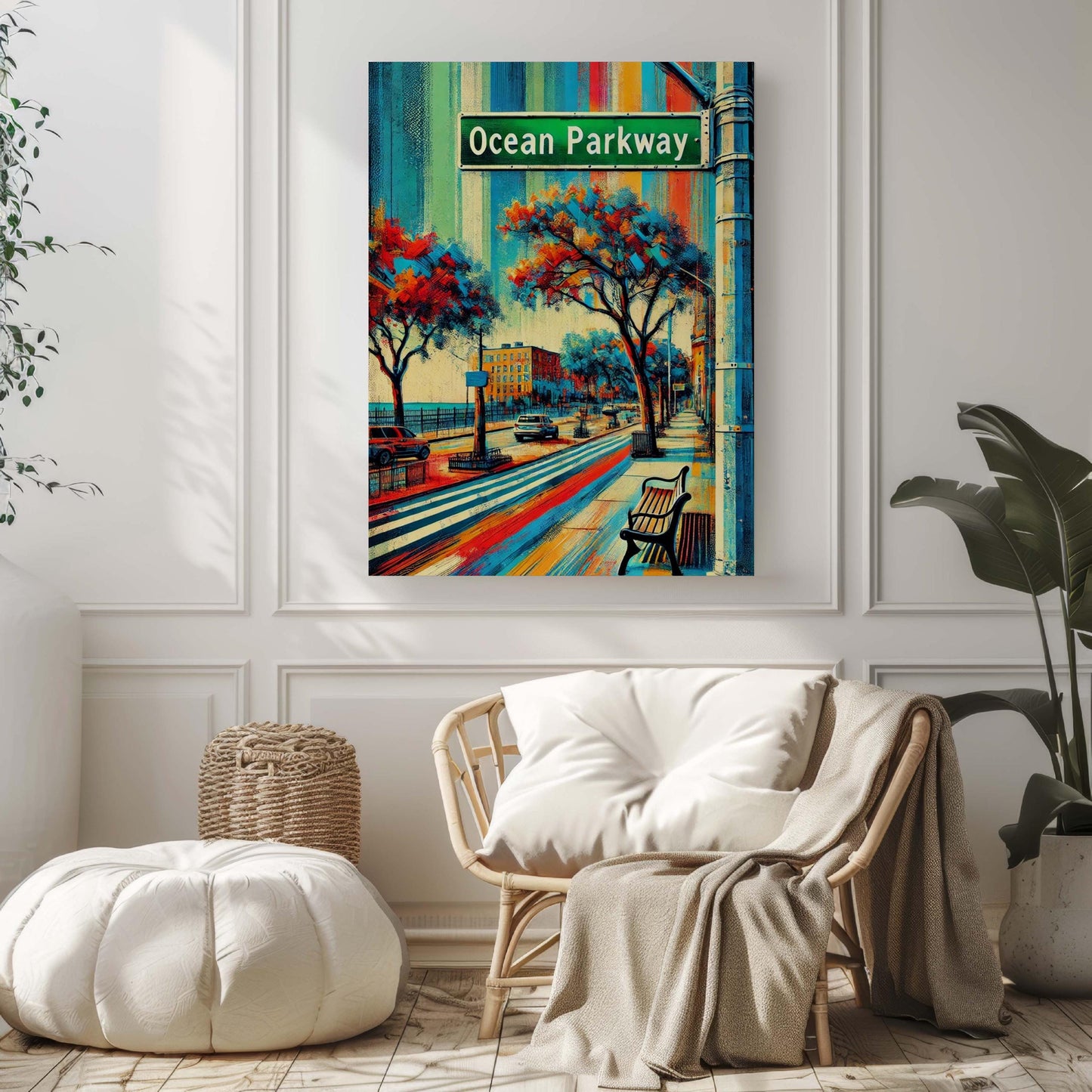Ocean Parkway Print - Brooklyn Travel Poster Wall Art, New York City Gift, Housewarming Decor, Coastal Brooklyn Artwork, Modern Urban Print
