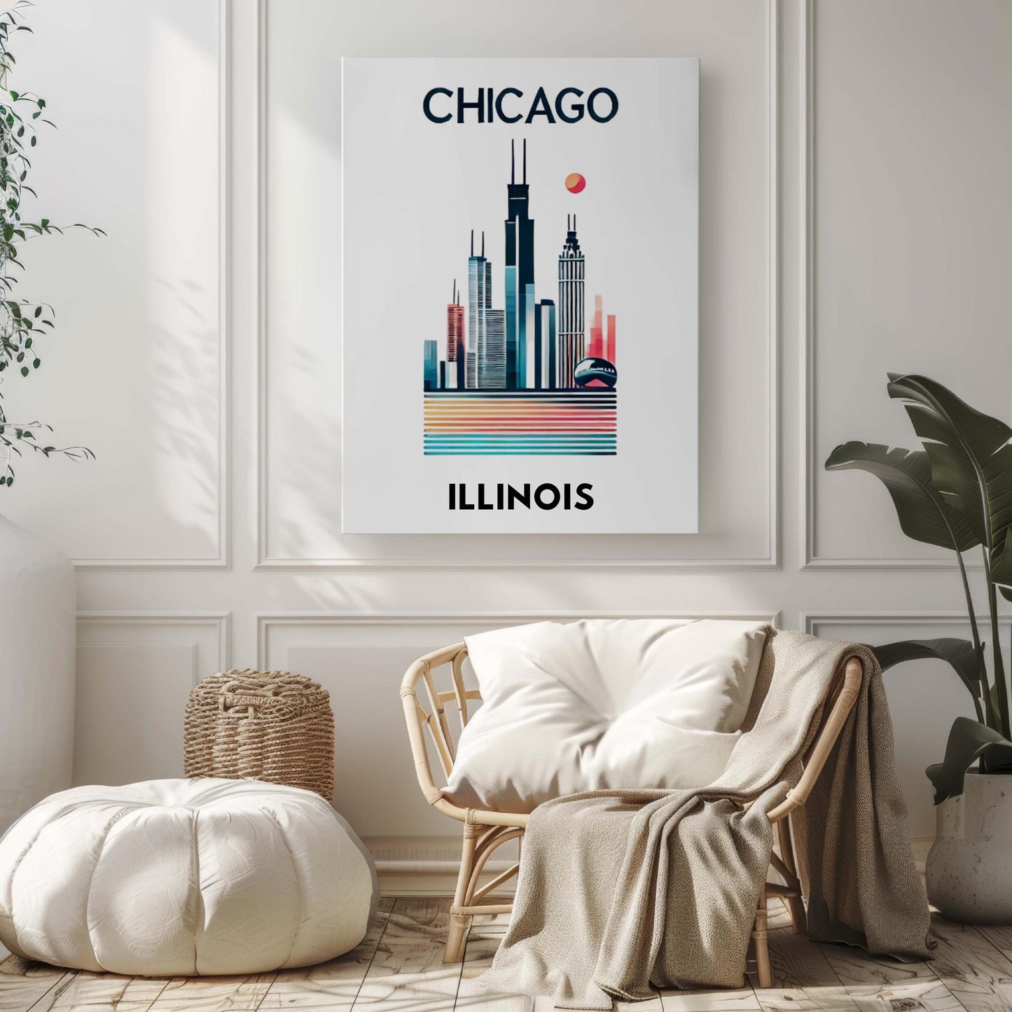 Chicago Print Chicago Wall Art Illinois City Gift Travel Home Decor Housewarming College Bedroom Decor IL Artwork