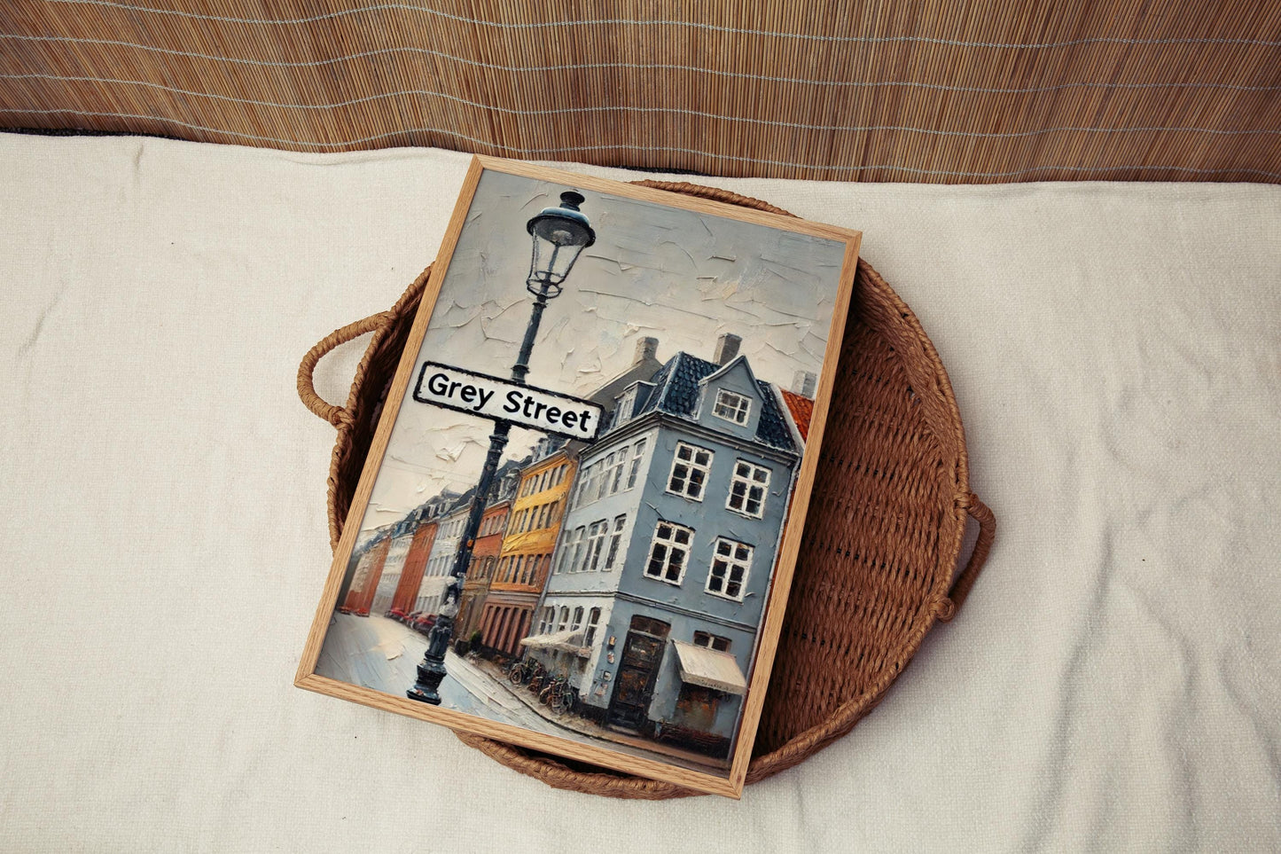 Newcastle Grey Street Wall Art Print - Travel Poster, Newcastle Gift, UK Housewarming Decor, Monochrome Cityscape Illustration