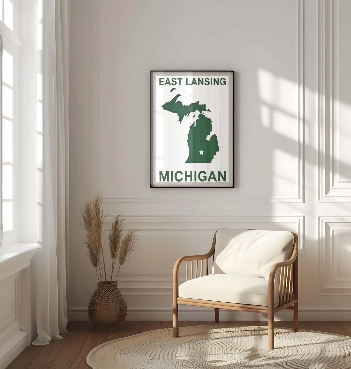 East Lansing Print - Michigan Wall Art, Travel Decor, College Housewarming Gift, East Lansing Home Decor, MI Map Art, Unique Michigan Gift