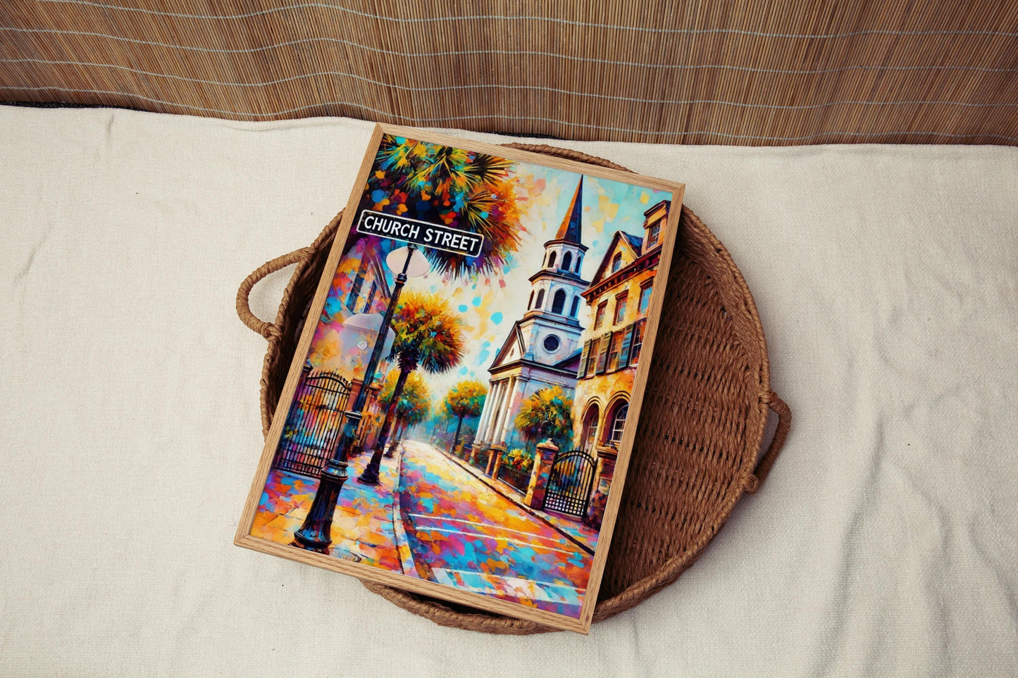 Charleston Church St Wall Art Print - South Carolina Travel Poster & Housewarming Gift - Charleston City Map Decor