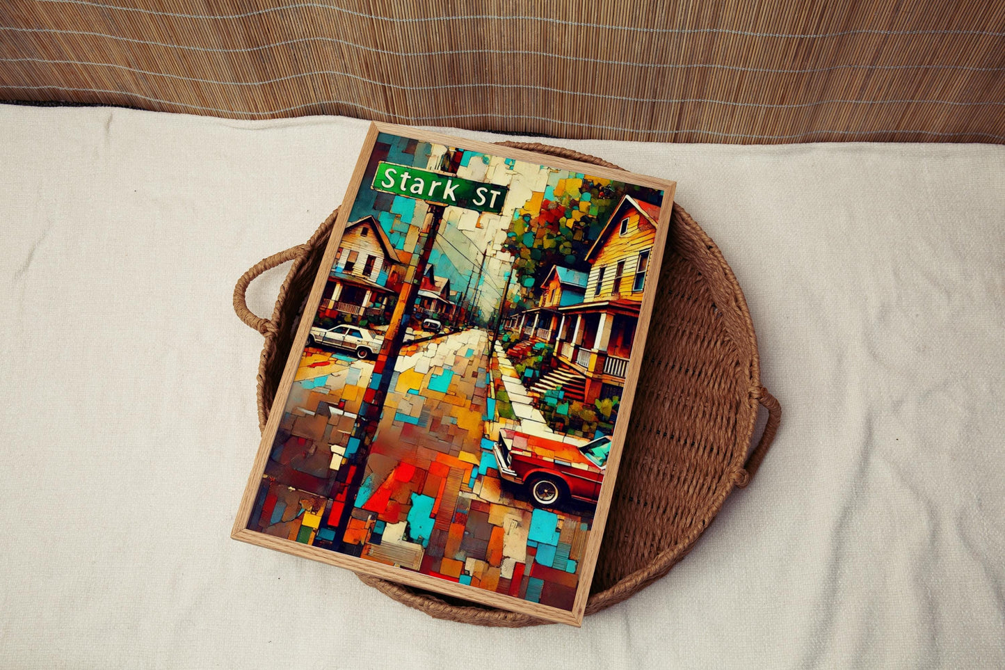 Portland Stark St Wall Art - Travel Print & Oregon Poster, Housewarming Gift, Portland Street Map Illustration