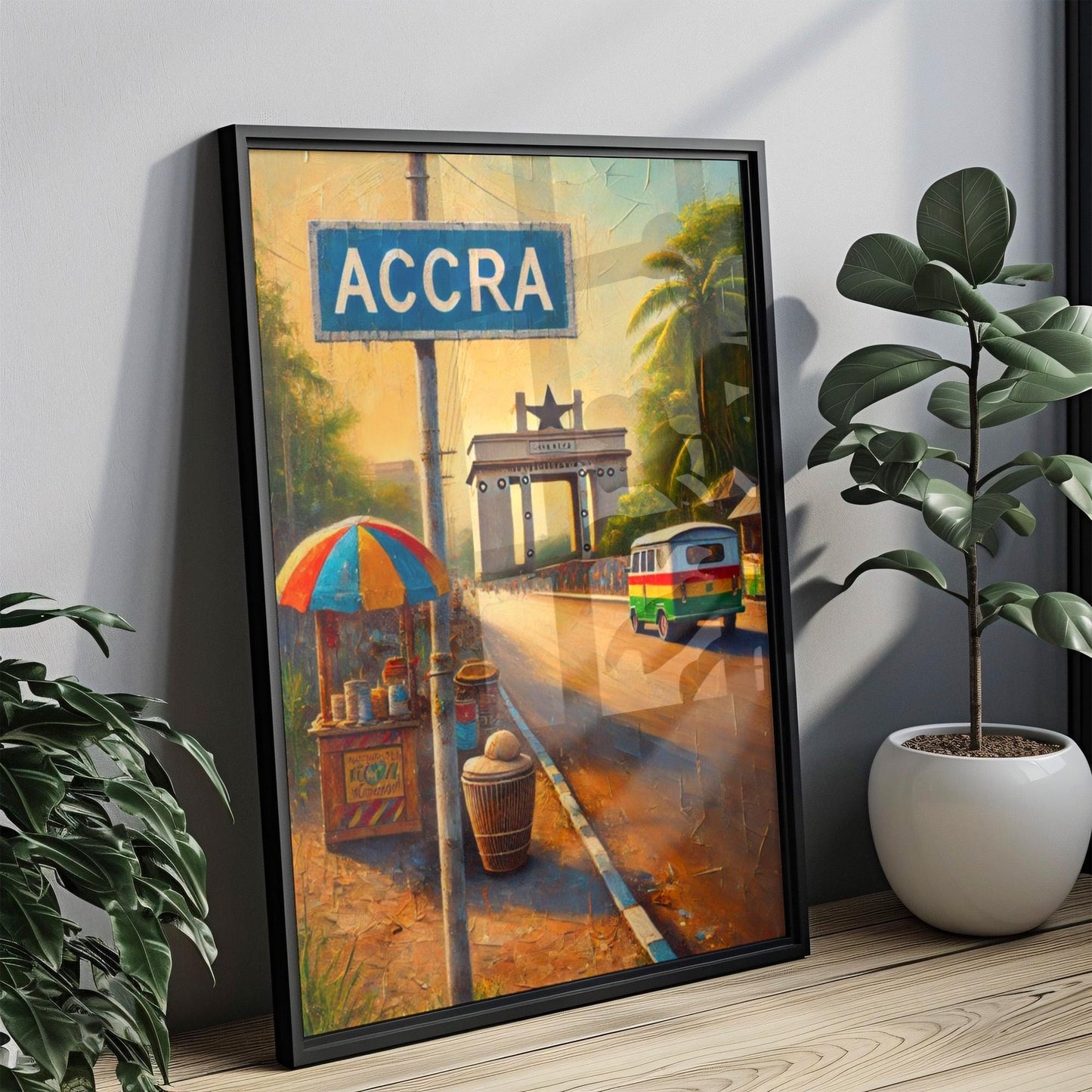 Ghana Accra Wall Art Print - African Travel Poster, Housewarming Gift, Vibrant Ghanaian Souvenir Artwork