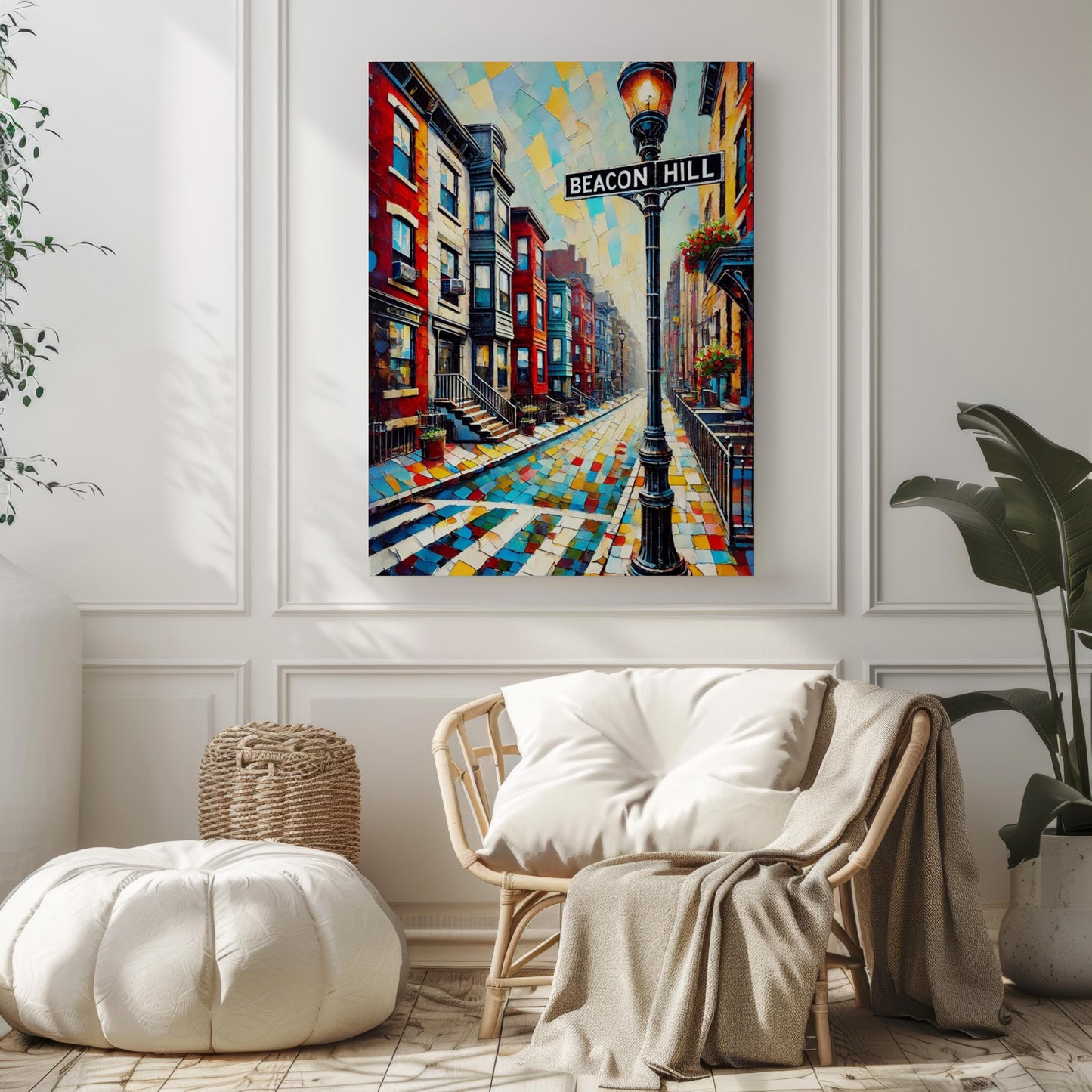 Wall Art Beacon Hill Boston Print - Travel Poster USA Souvenir, Housewarming Gift, Boston Art Decor