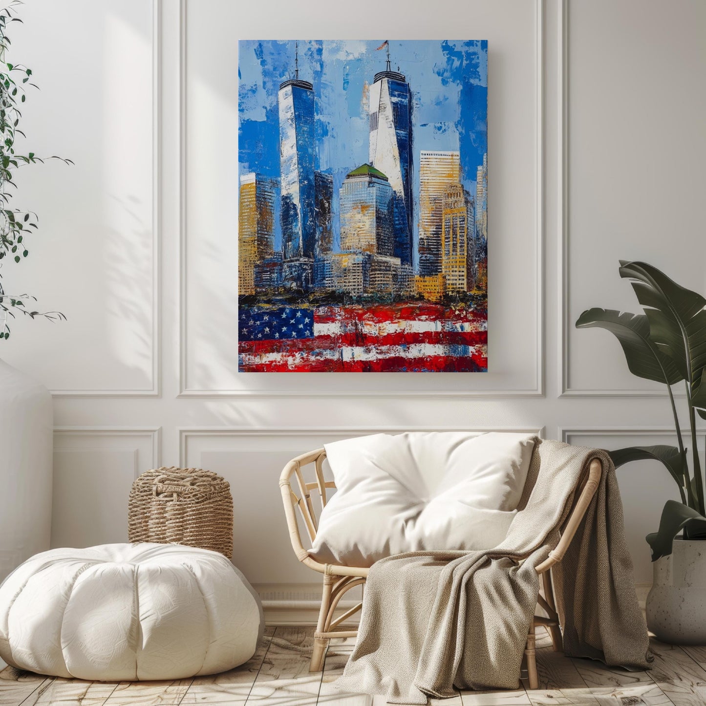America Skyscrapers Abstract USA Wall Art | Patriotic United States Poster | American Independence Home Decor | Modern USA Cityscape Print