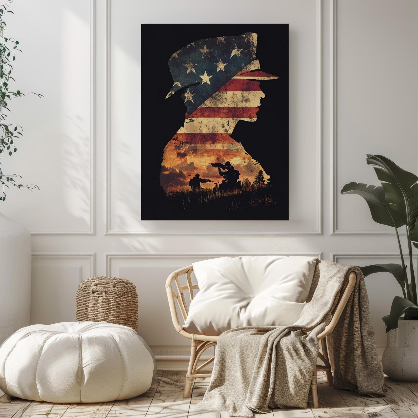 American Silhouette Wall Art | Abstract Patriotic USA Poster | United States Independence Home Decor | Modern American Flag Artwork