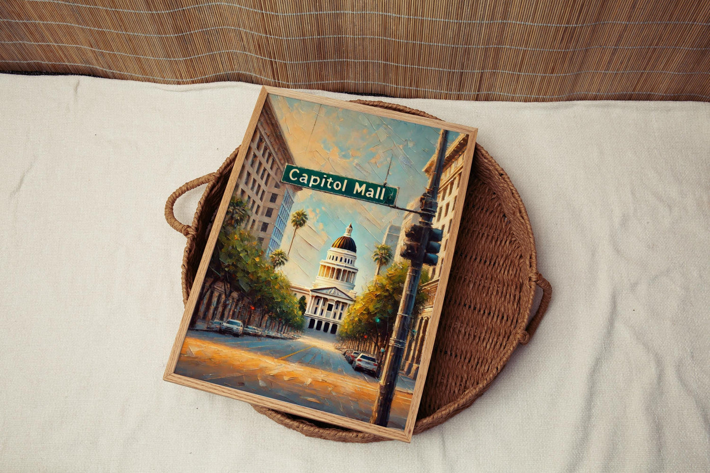 Sacramento Capitol Mall Wall Art - California Travel Print & Poster, Housewarming Gift, Sacramento Cityscape, California Art Decor
