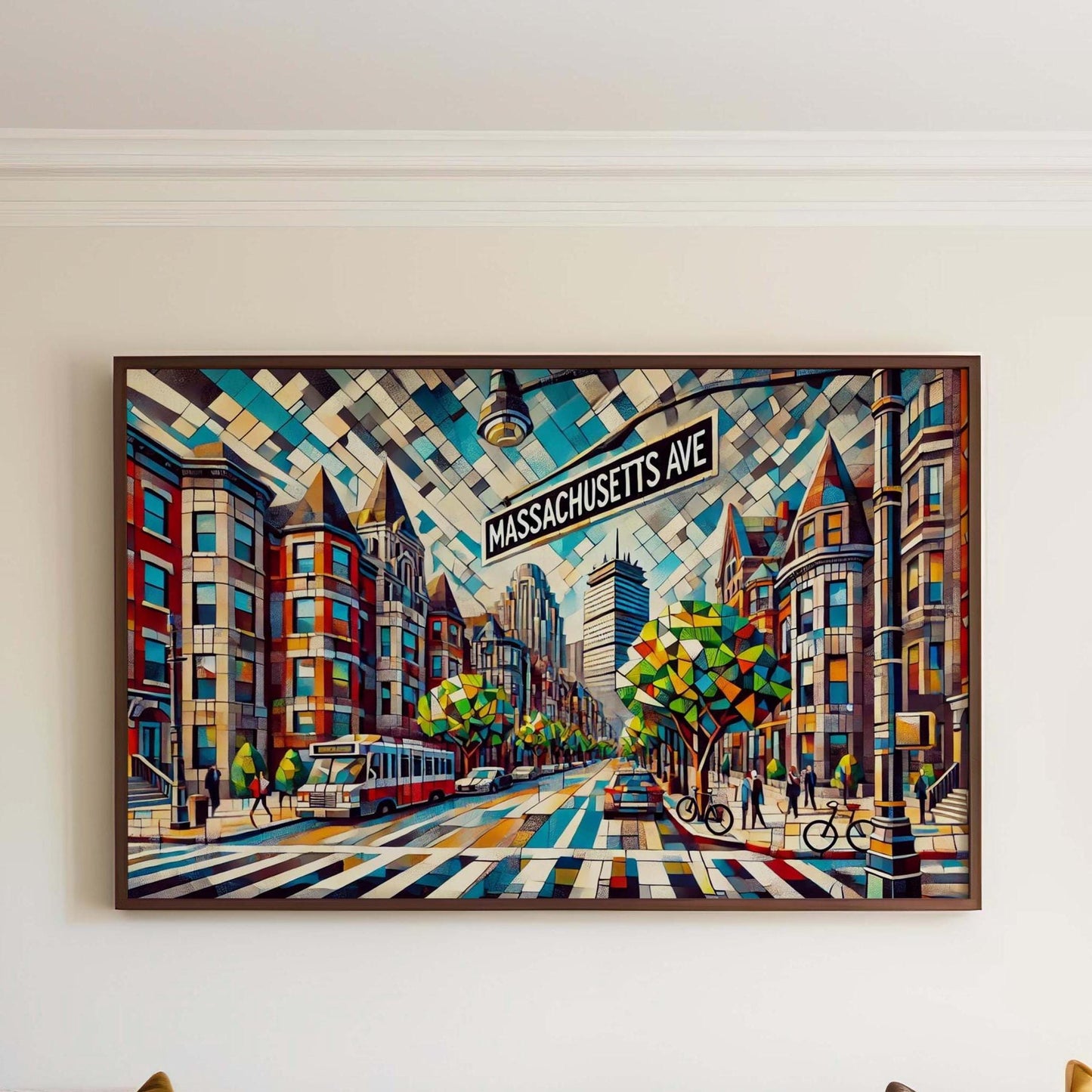Massachusetts Avenue Wall Art Print - Boston Travel Poster & Map Decor, Housewarming Gift, Mass Art Illustration