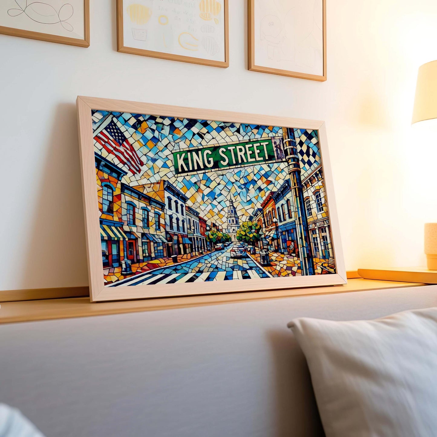 Alexandria Art King Street Wall Art, Travel Print & Virginia Gift, Alexandria VA Poster, Housewarming Decor, Cityscape Illustration