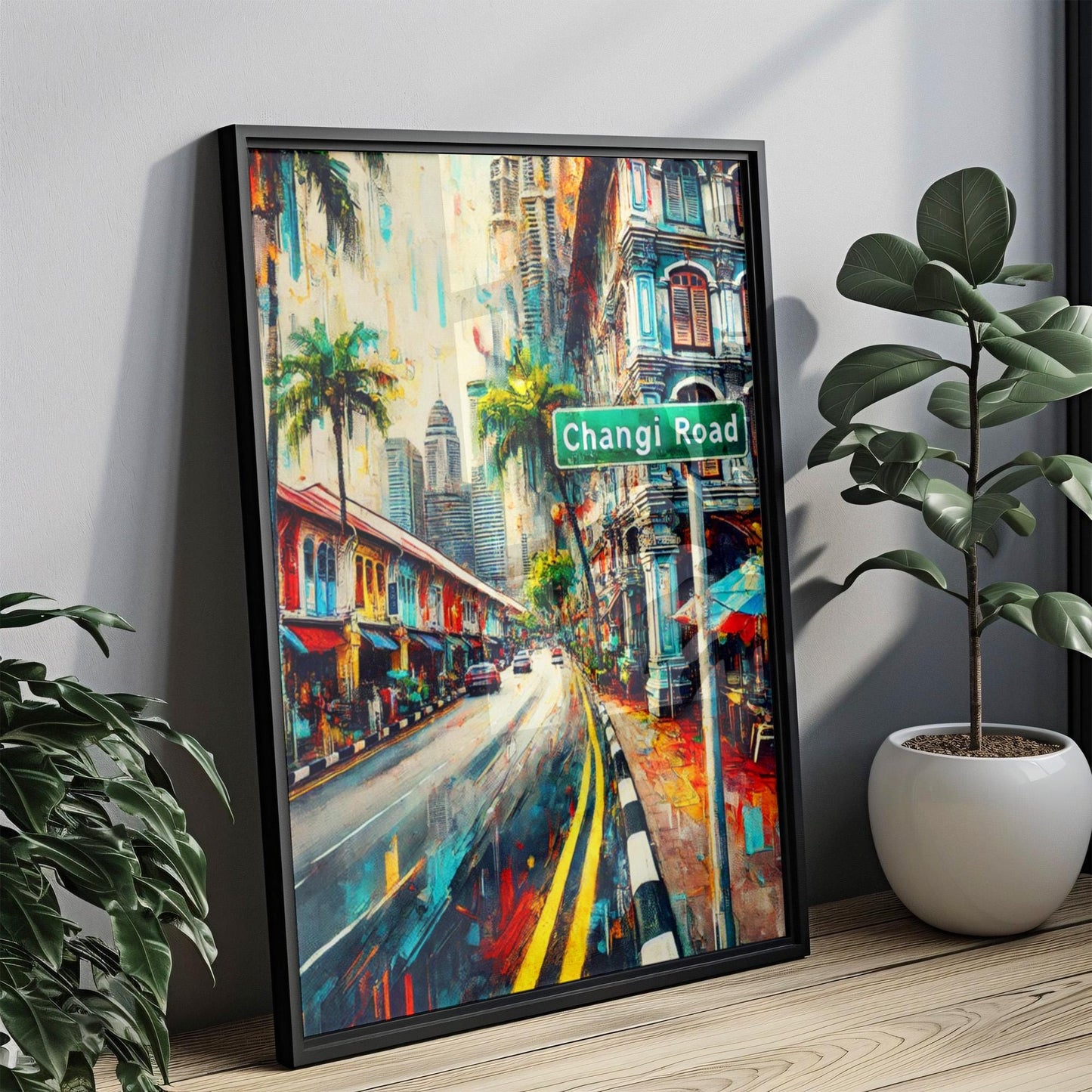 Changi Road Wall Art Print - Singapore Travel Poster, Asian Home Decor, Housewarming Gift, Modern